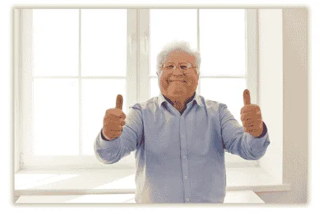 Senior giving a thumbs up while representing CDCP dental care